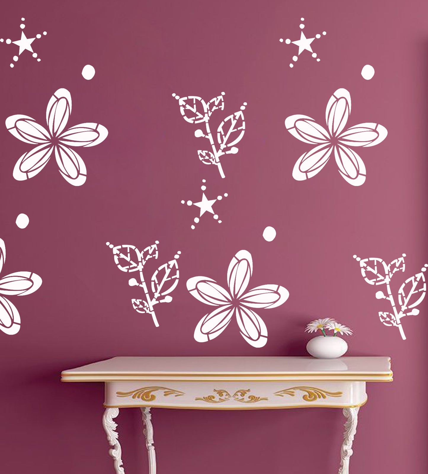 Floral Wall Design Stencil (KHS383)