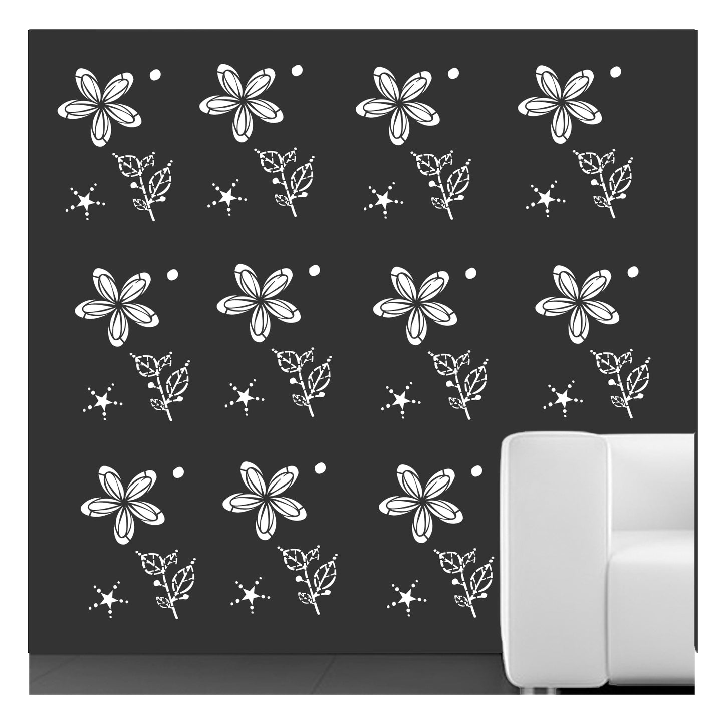 Floral Wall Design Stencil (KHS383)