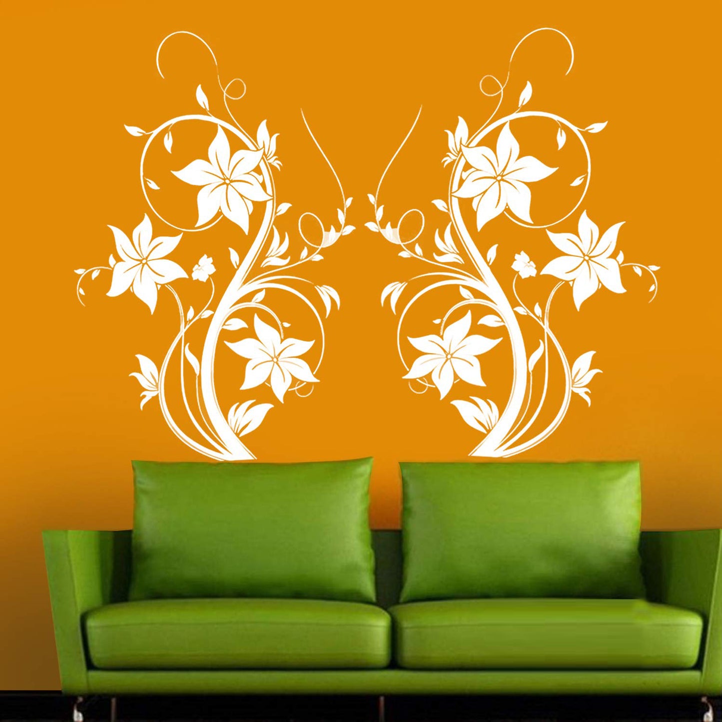 Swirl Floral Wall Design Stencil (KHS384)