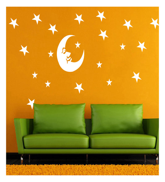 Moon And Star Wall Design Stencil (KHS432)