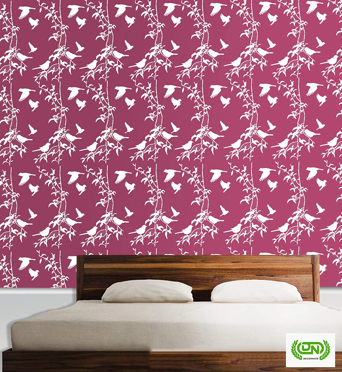 Creepers And Birds Wall Design Stencil (KHSNT101)