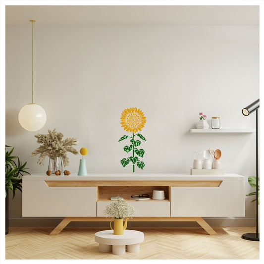 Grand Sunflower Design Stencil for Wall Painting (KDMD1468) Size-40x60 cm