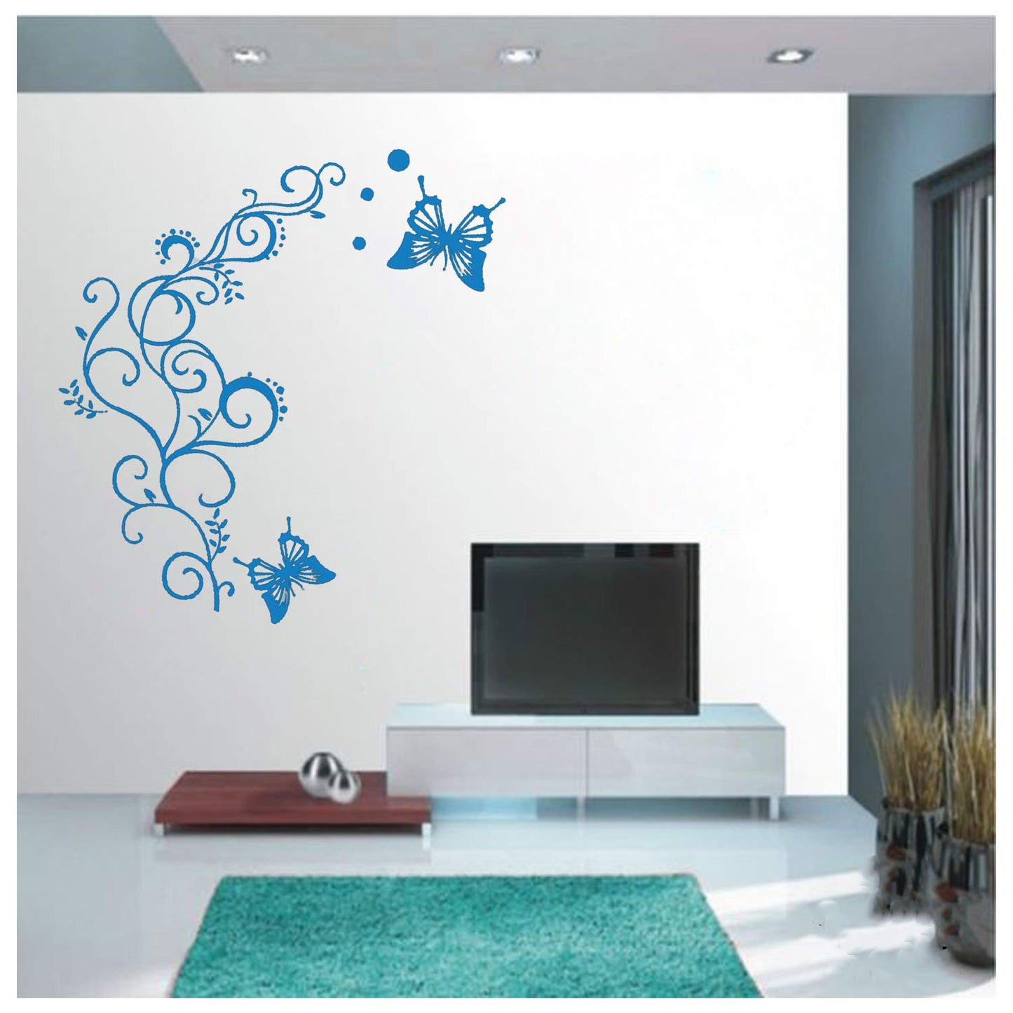 Spiral Design with Butterfly Wall Stencil (KHSNT361)