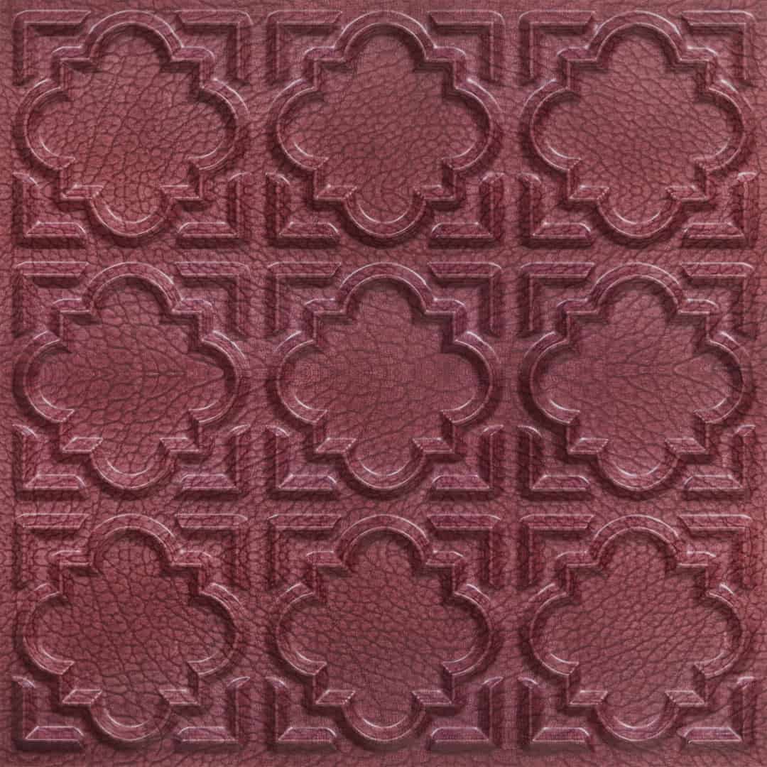 Leathery Brown Color Quatrefoil Design 3D Ceiling Panel