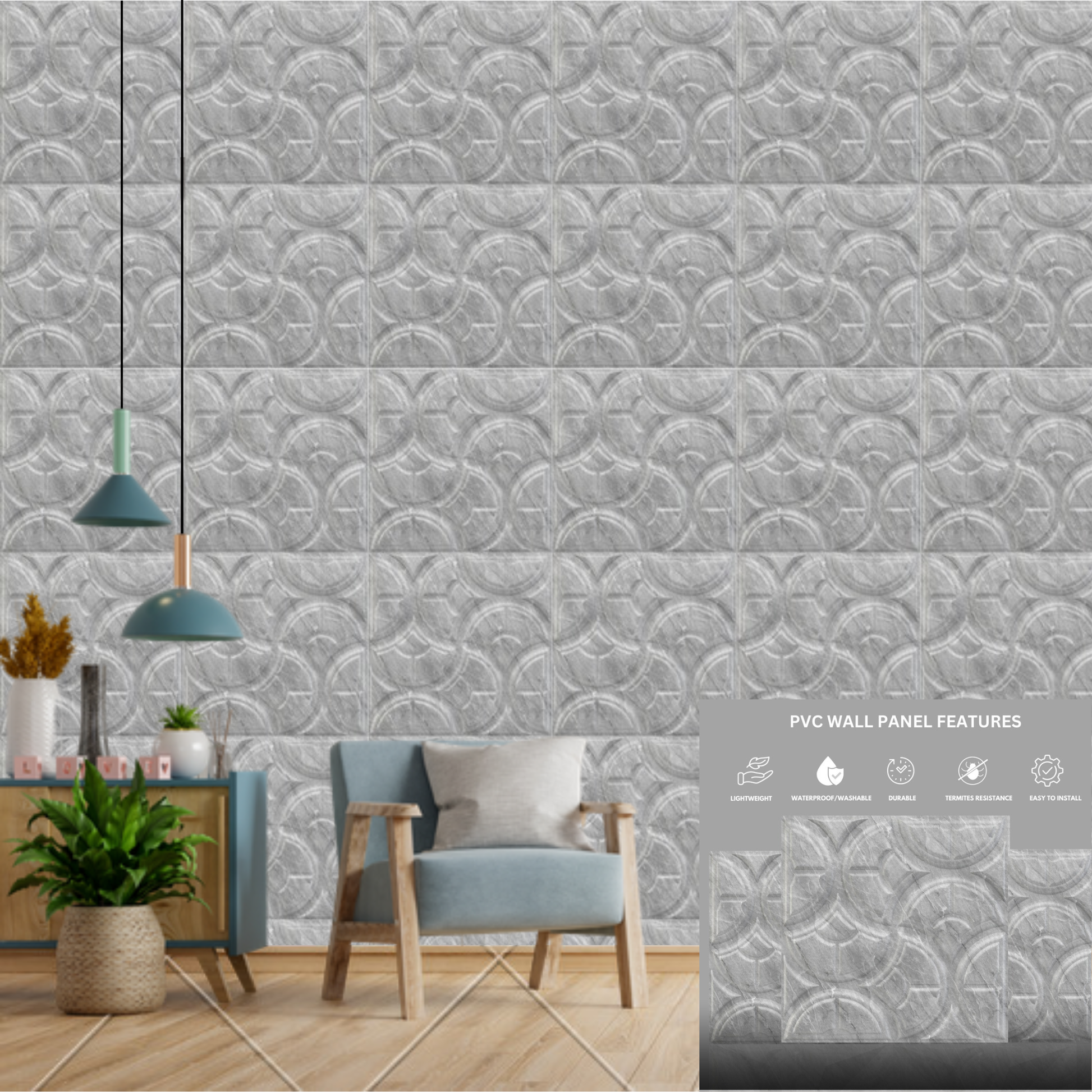White Marble 3D Wall Panels Hexagon Design-Luna