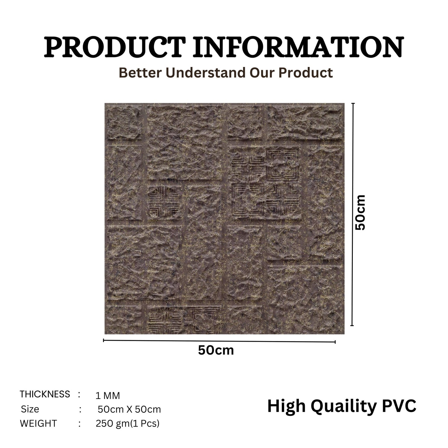 3D Self Adhesive Wall Panel - Abstract Design 50 x 50 cm