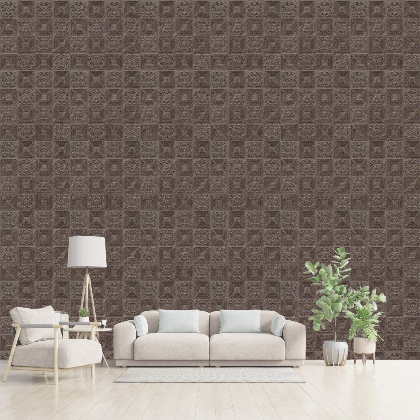 Mangum Brown Self Adhesive Wall Panels Flower Design