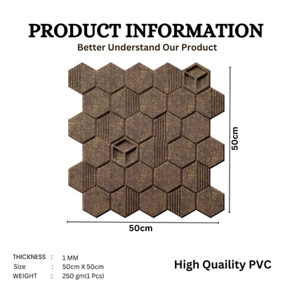 Magnum Brown Self Adhesive Panels Hexagon Design
