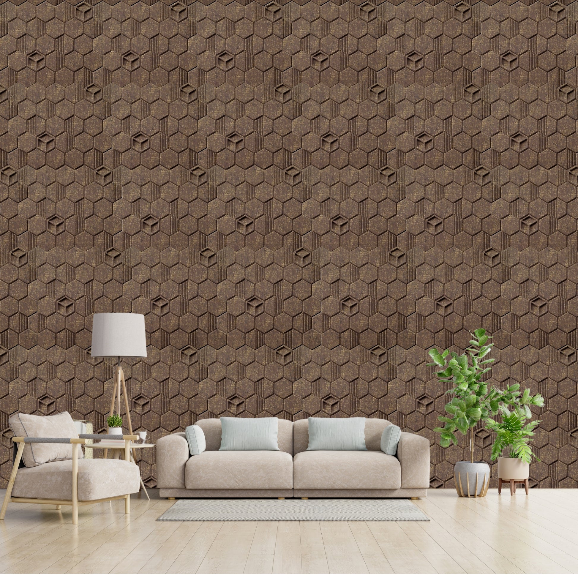 Magnum Brown Self Adhesive Panels Hexagon Design
