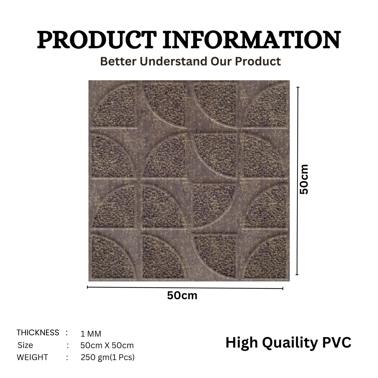 3D Self Adhesive Wall Panel Quarter Circle Design- 50x50cm