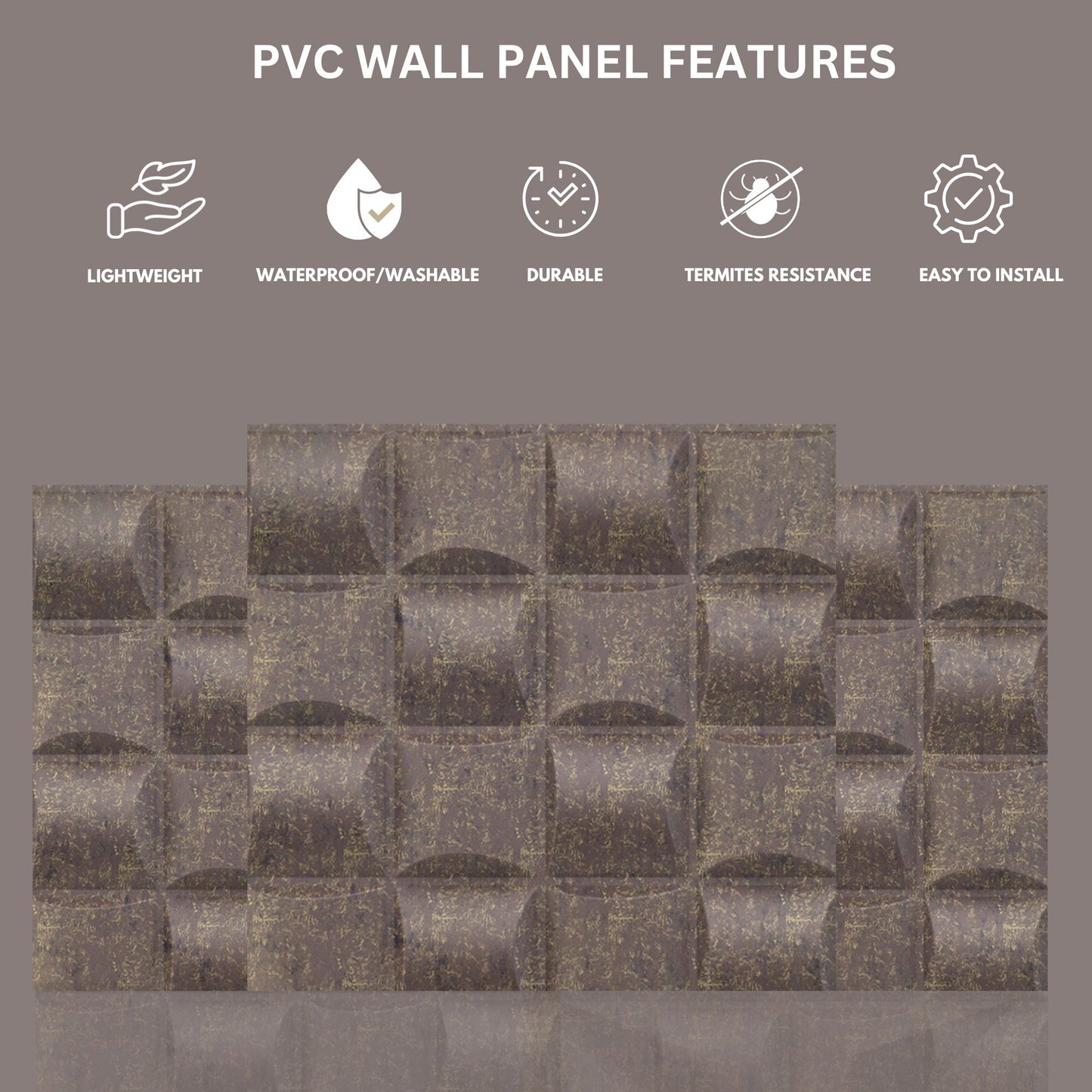 Magnum Brown Block Design 3D Wall Panel View-3