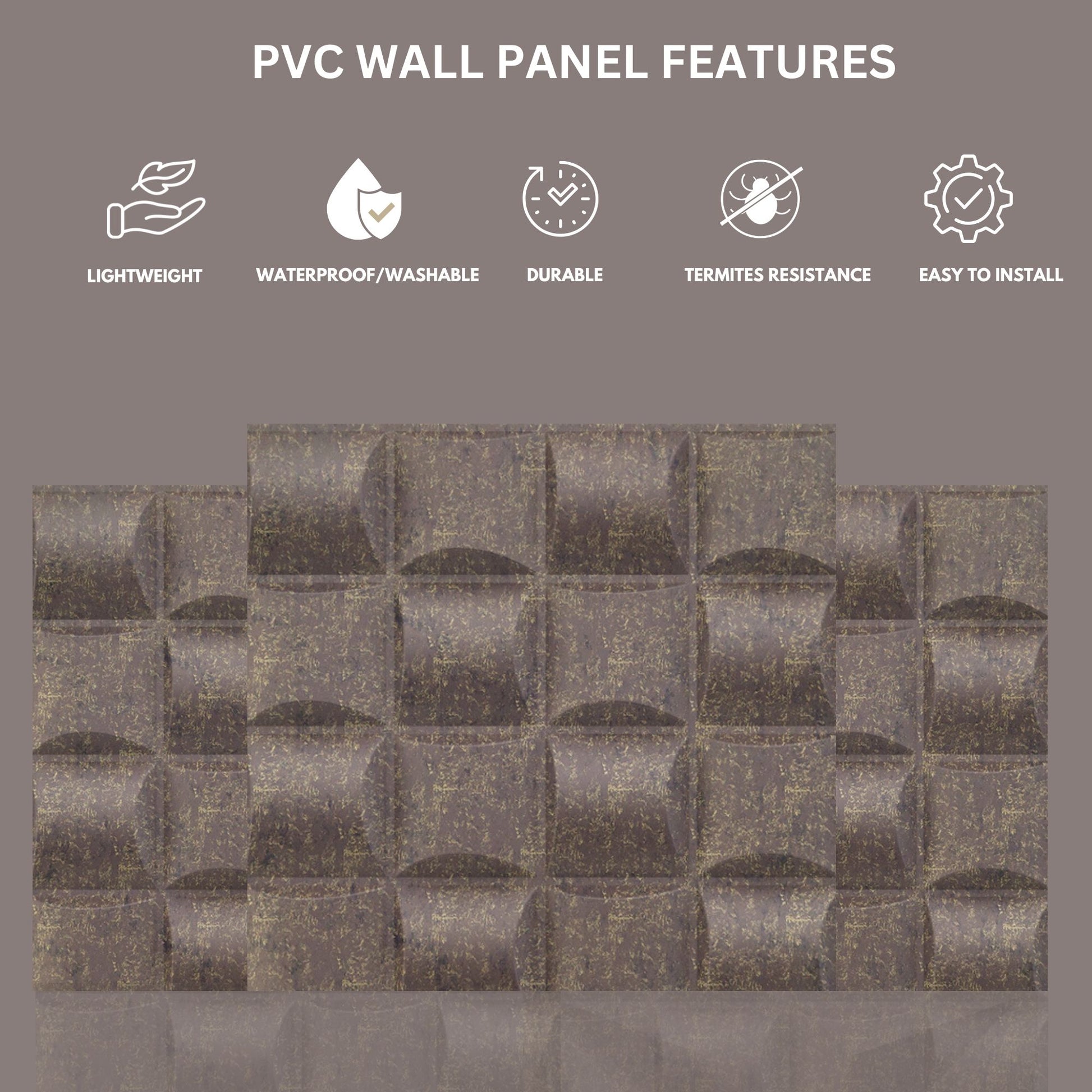 Magnum Brown Block Design 3D Wall Panel View-3