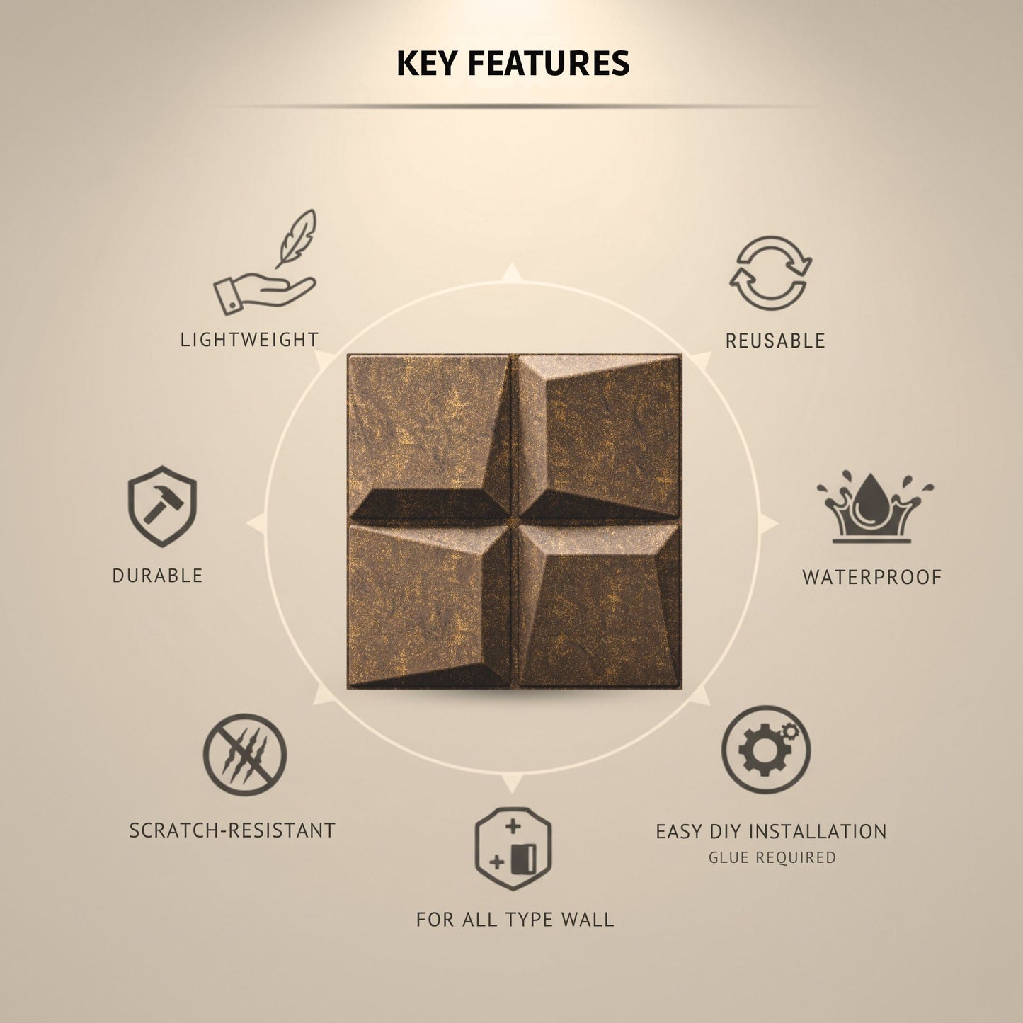 Magnum Brown 3D Wall Panels Cube Design-3