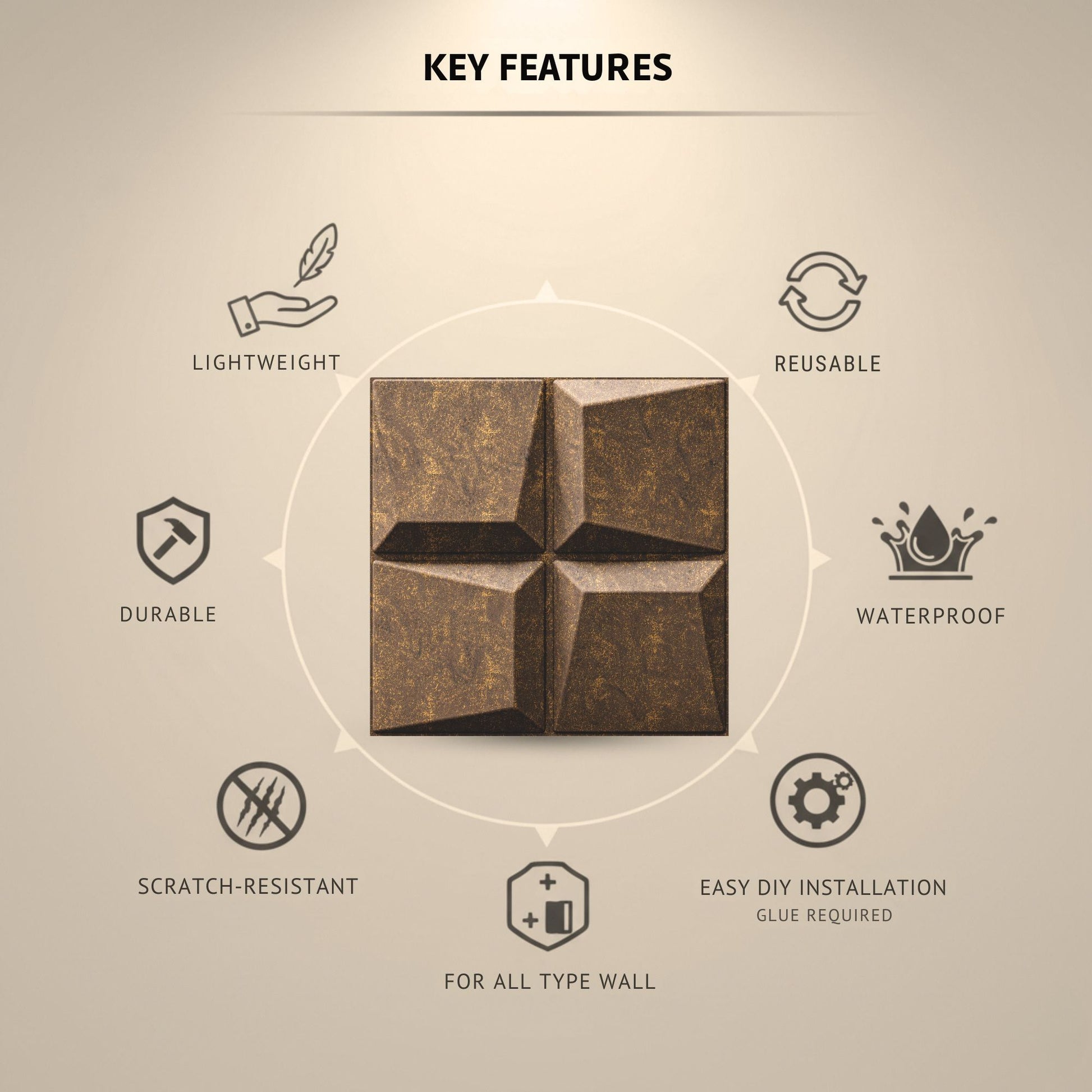 Magnum Brown 3D Wall Panels Cube Design-3
