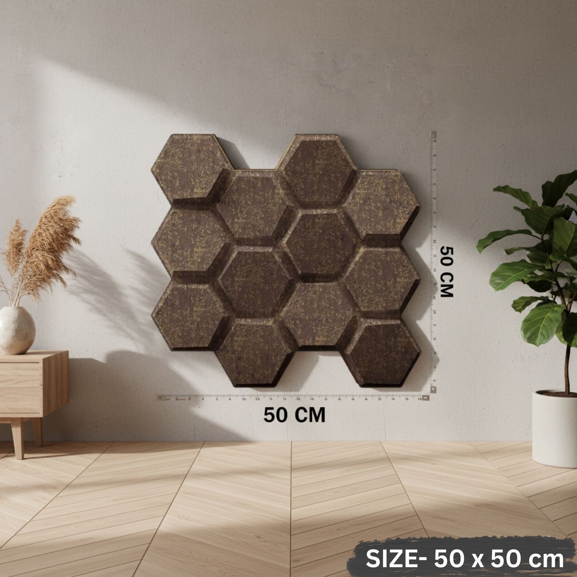 Magnum Brown 3D Wall Panels Hexagon Design-td038