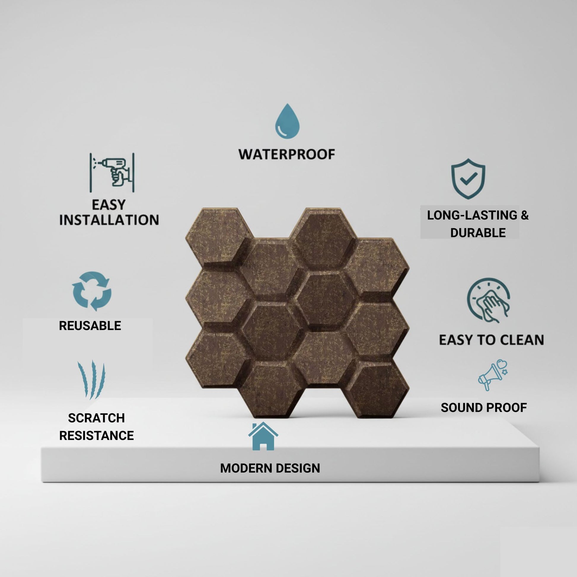 Magnum Brown 3D Wall Panels Hexagon Design-td038