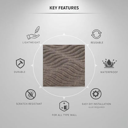 Magnum Brown 3D Wall Panels Swirl Design