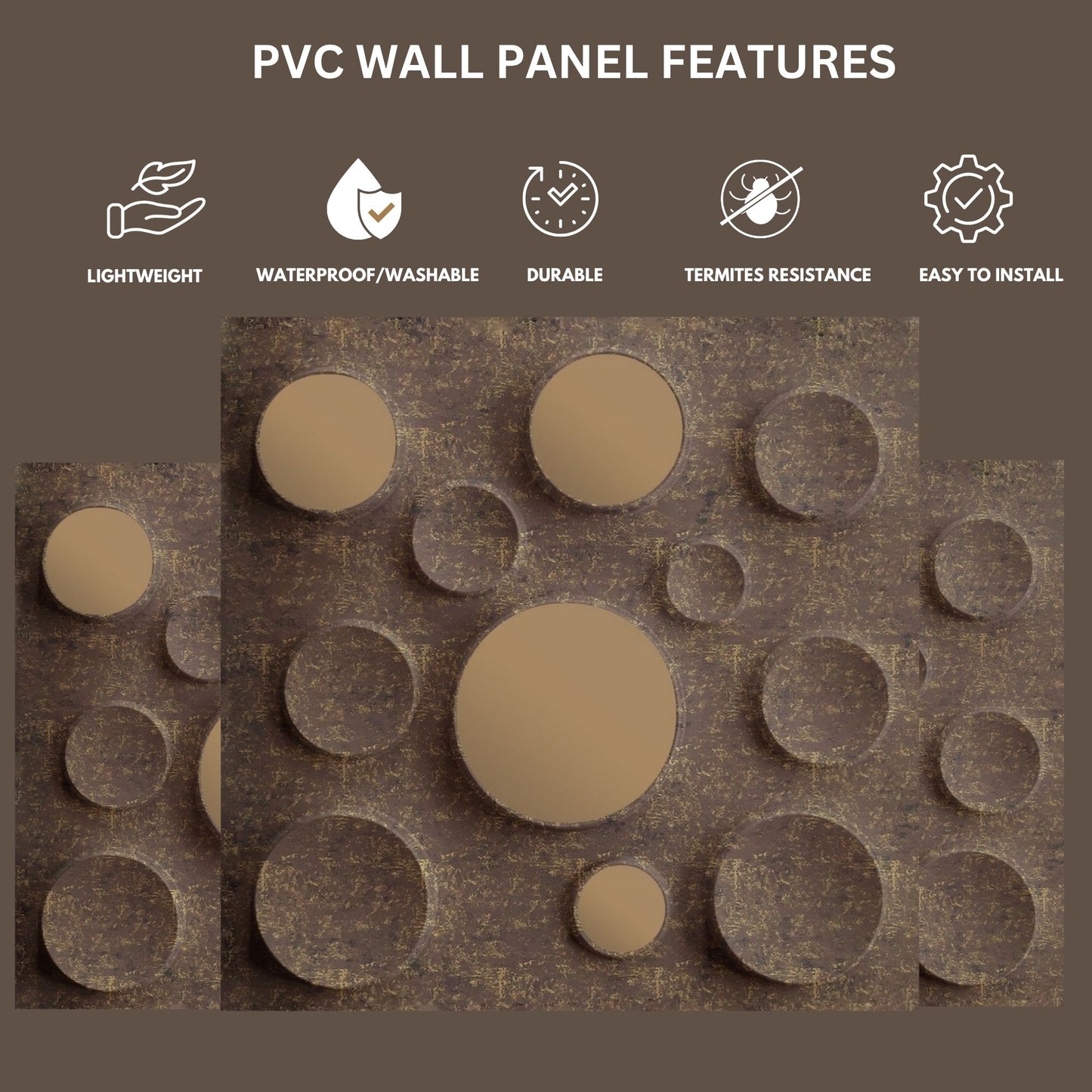 Magnum Brown Acrylic Moon Design 3D Wall Panel-2