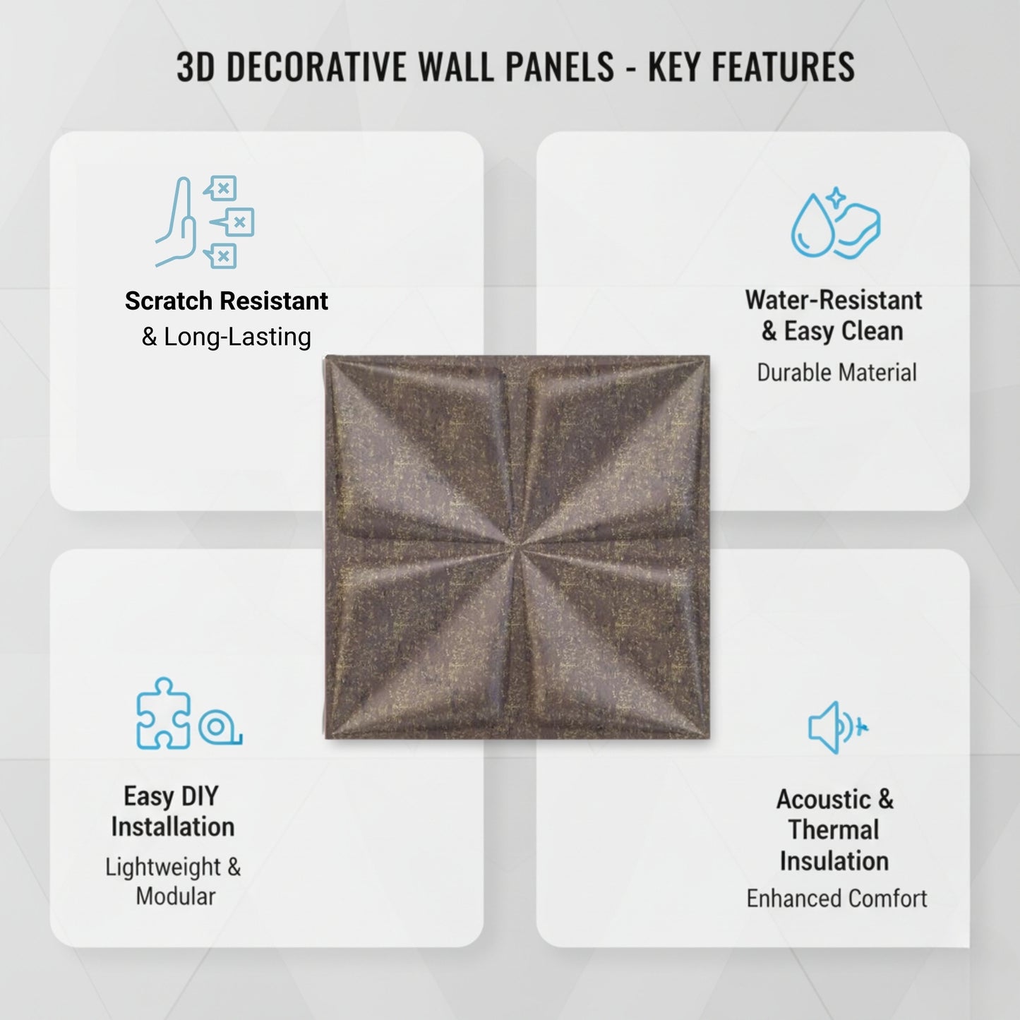Magnum Brown Bloom Design 3D Wall Panel View-3