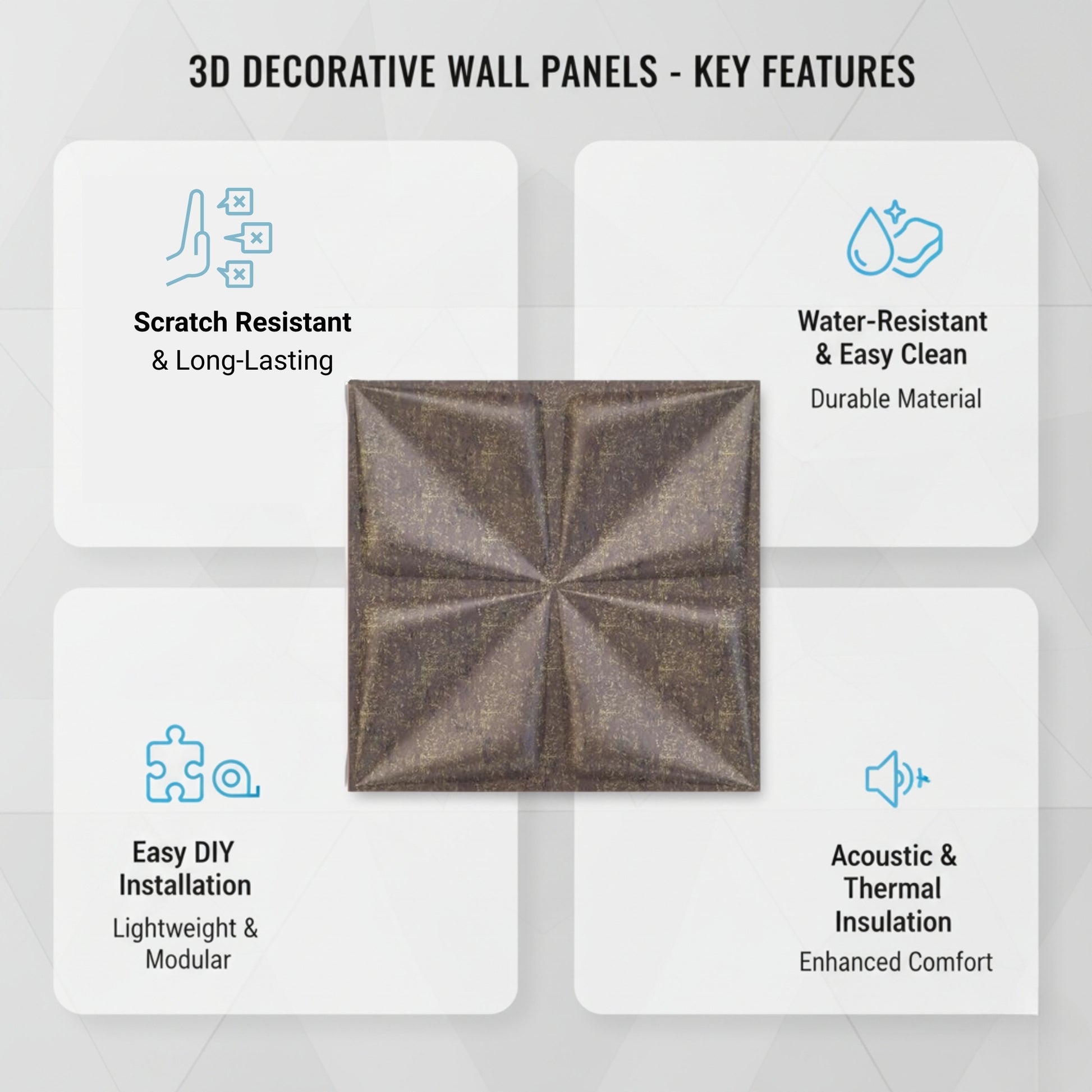 Magnum Brown Bloom Design 3D Wall Panel View-3