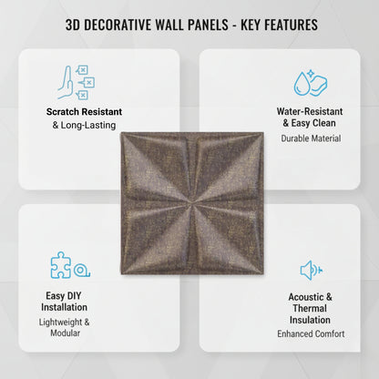 Magnum Brown Bloom Design 3D Wall Panel View-3