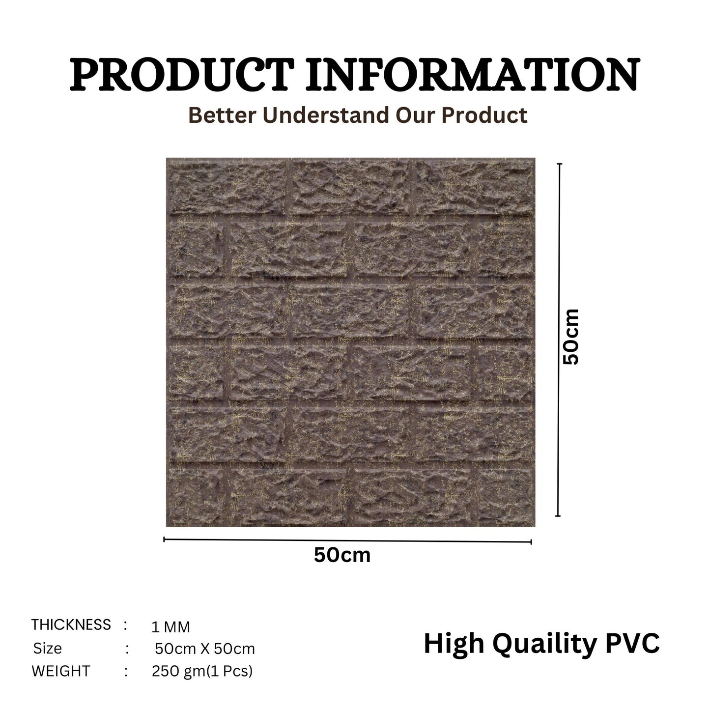 Magnum Brown Self Adhesive 3D Panels Brick Design