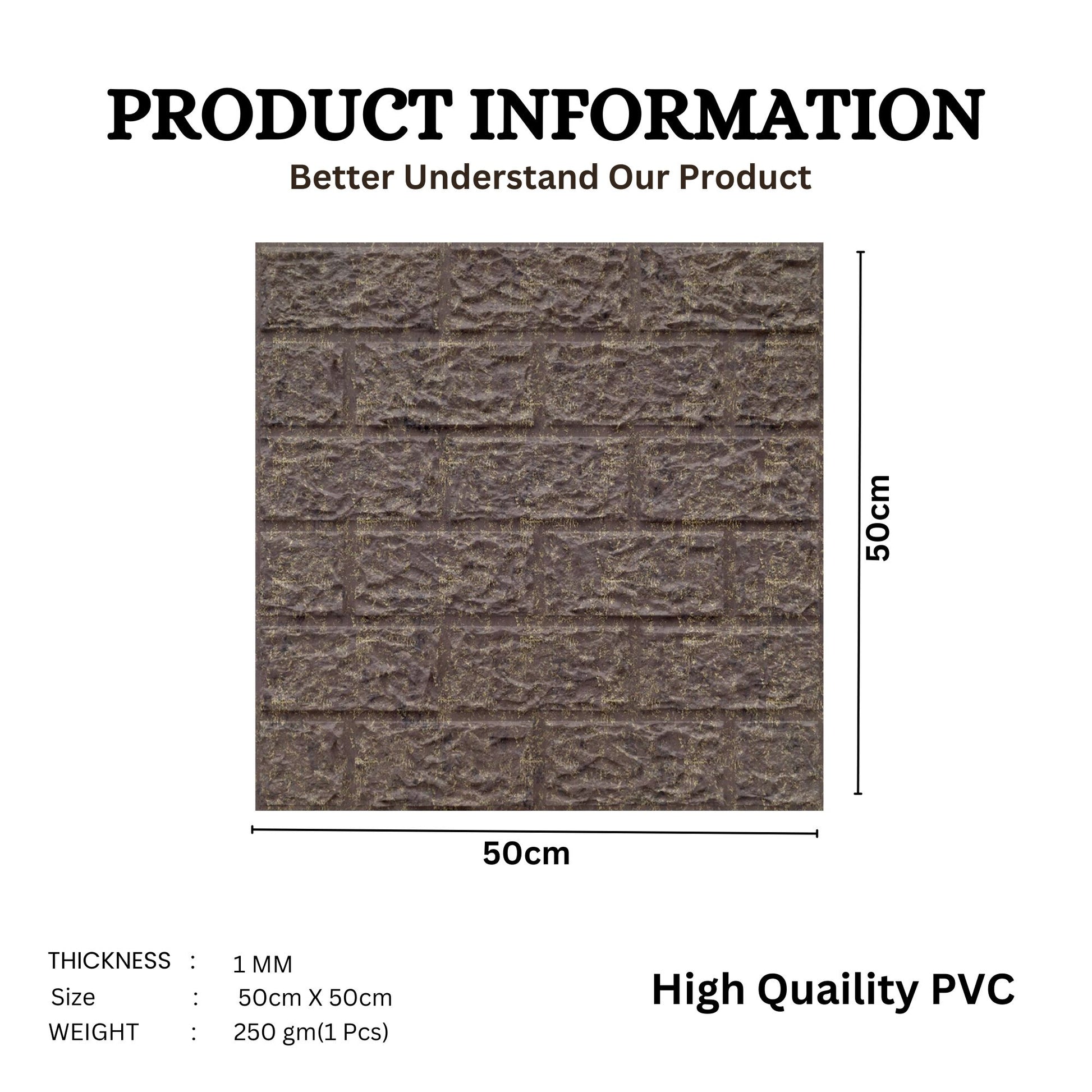 Magnum Brown Self Adhesive 3D Panels Brick Design
