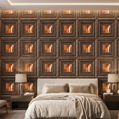 Magnum Brown Copper Accent Design Acrylic 3D Wall Panel-1
