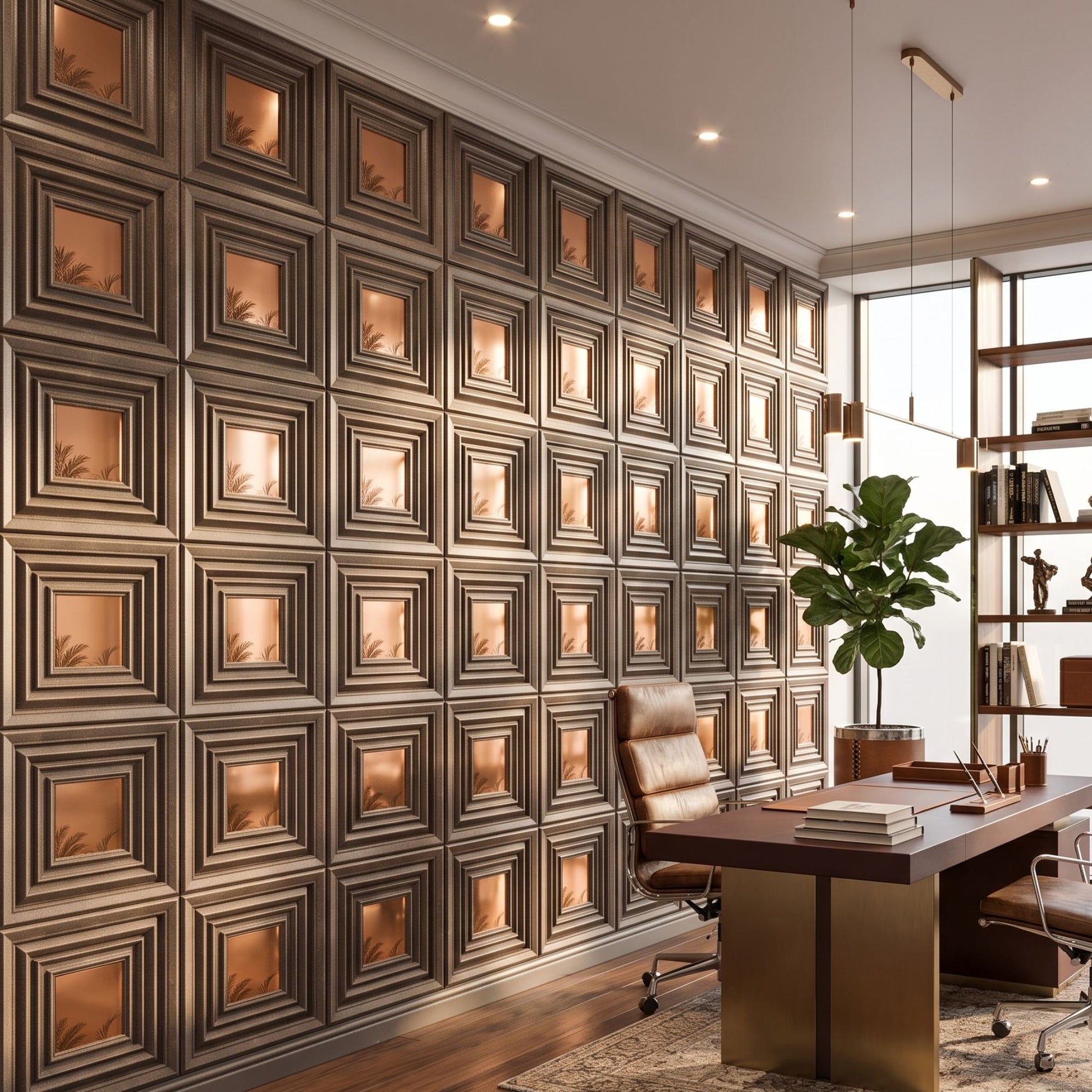 Magnum Brown Copper Accent Design Acrylic 3D Wall Panel-2