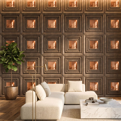Magnum Brown Copper Accent Design Acrylic 3D Wall Panel-3