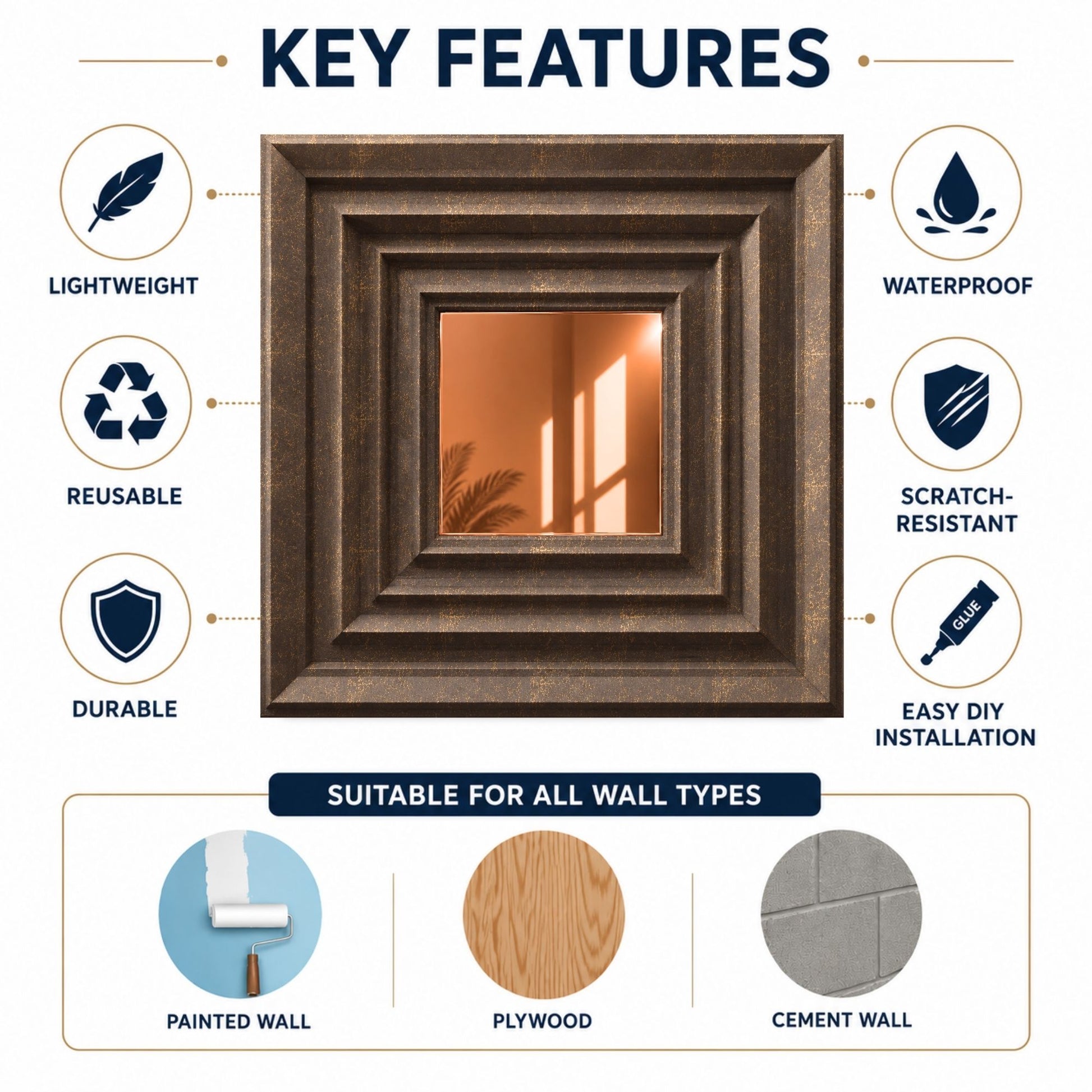 Magnum Brown Copper Accent Design Acrylic 3D Wall Panel-4
