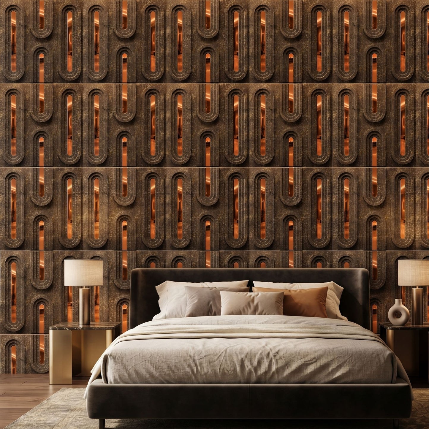 Magnum Brown Copper Acrylic Loops Design 3D Wall Panel-1