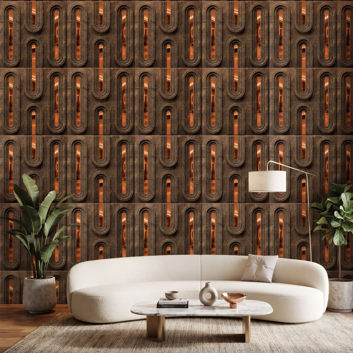 Magnum Brown Copper Acrylic Loops Design 3D Wall Panel-2