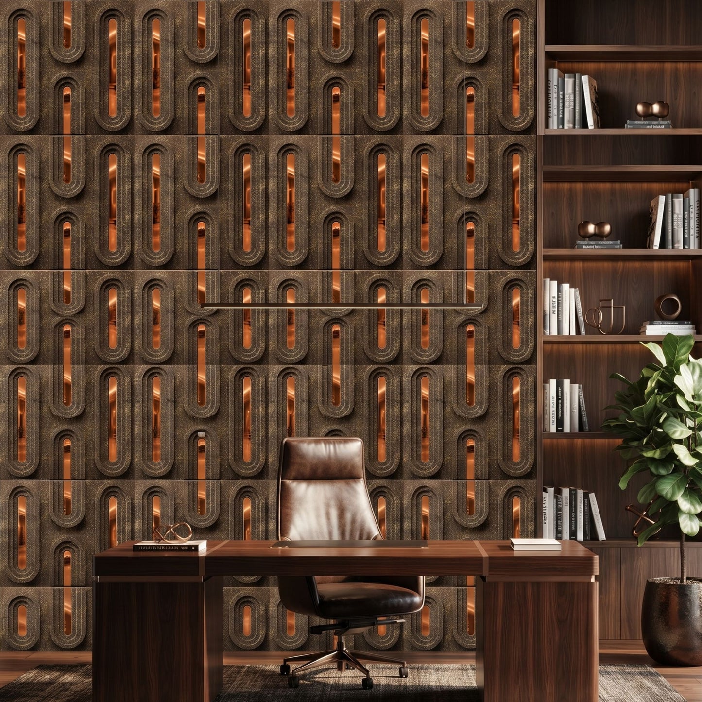 Magnum Brown Copper Acrylic Loops Design 3D Wall Panel-3