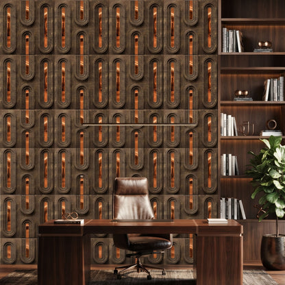 Magnum Brown Copper Acrylic Loops Design 3D Wall Panel-3