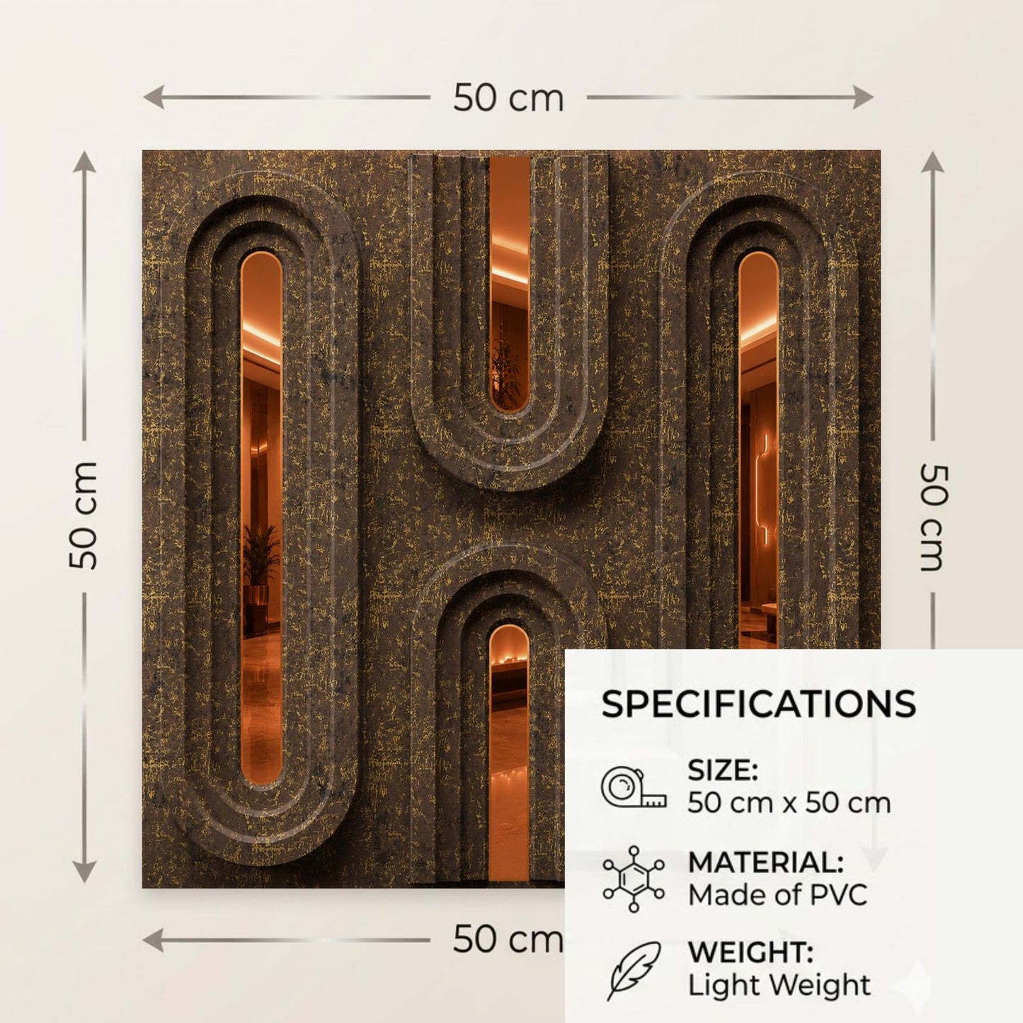 Magnum Brown Copper Acrylic Loops Design 3D Wall Panel-4