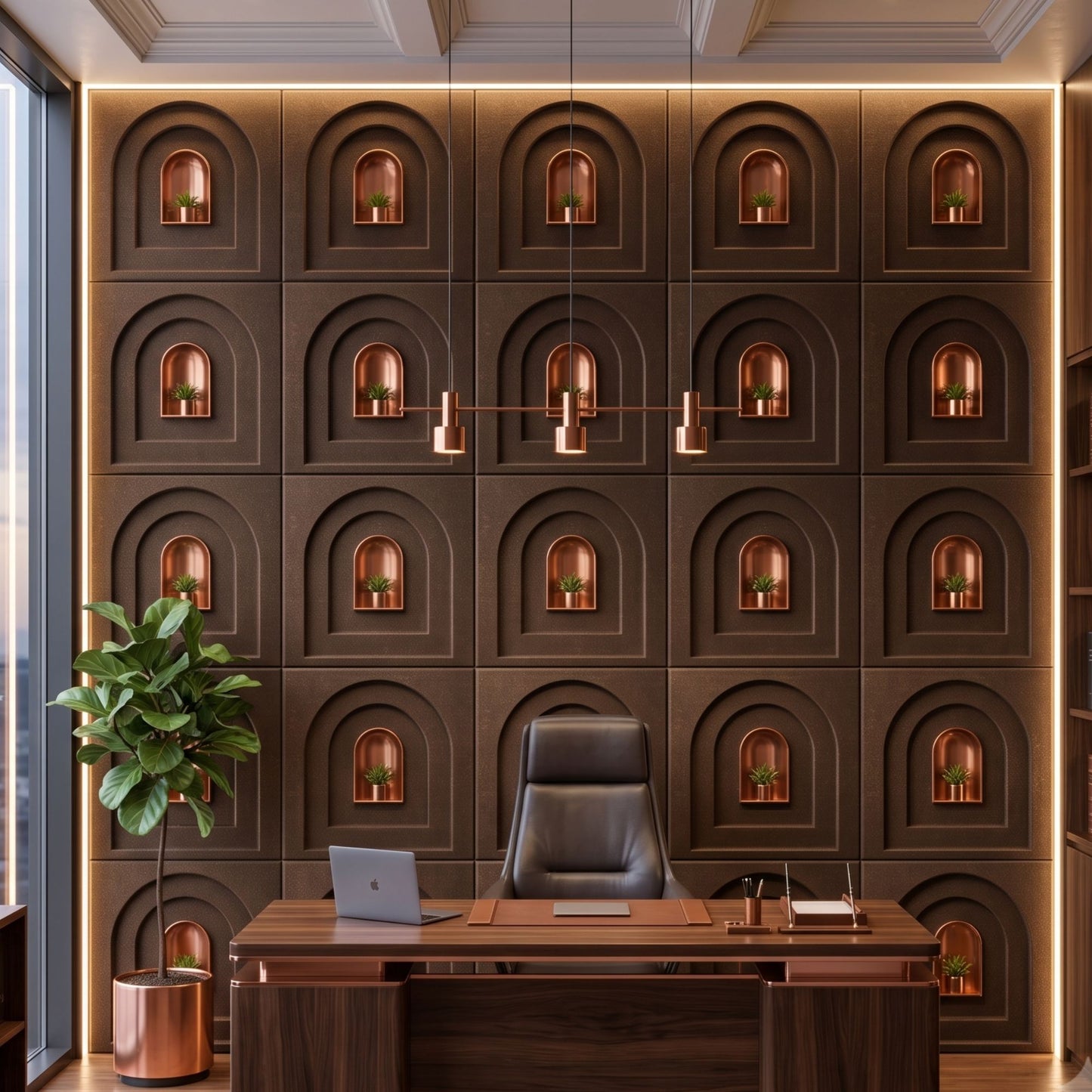 Magnum Brown Copper Archi Design Acrylic 3D Wall Panel-1