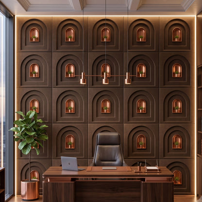 Magnum Brown Copper Archi Design Acrylic 3D Wall Panel-1