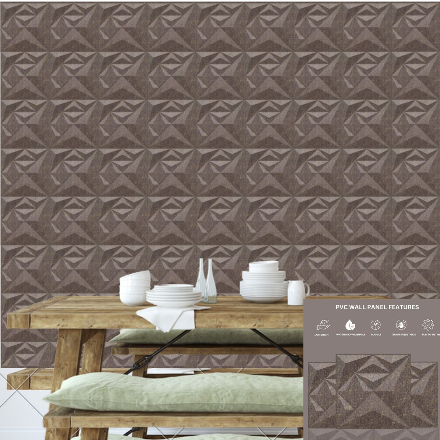 Magnum Brown Diamond Design 3D Wall Panel-4