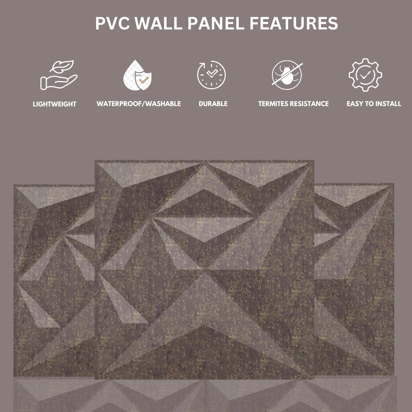 Magnum Brown Diamond Design 3D Wall Panel-5
