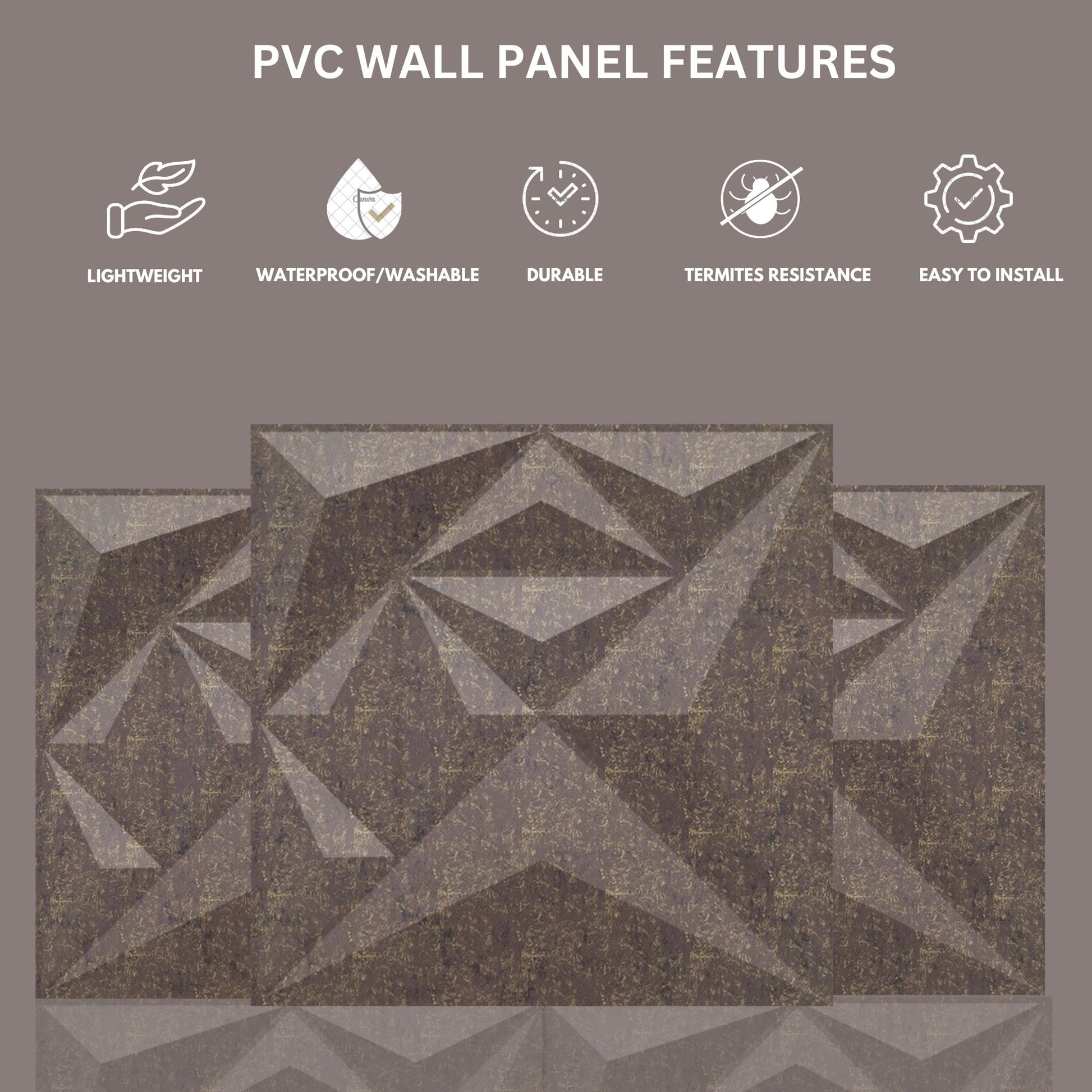 Magnum Brown Diamond Design 3D Wall Panel-5