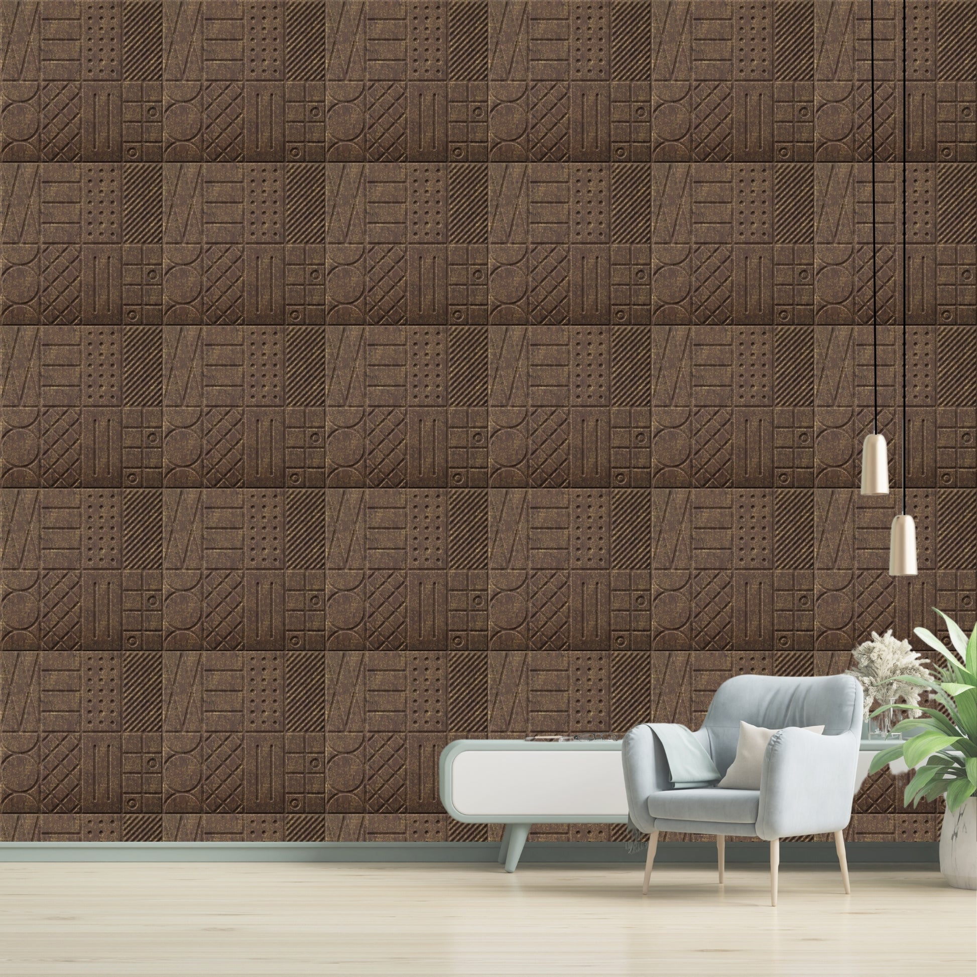 Magnum Brown Self Adhesive Panels Square Design