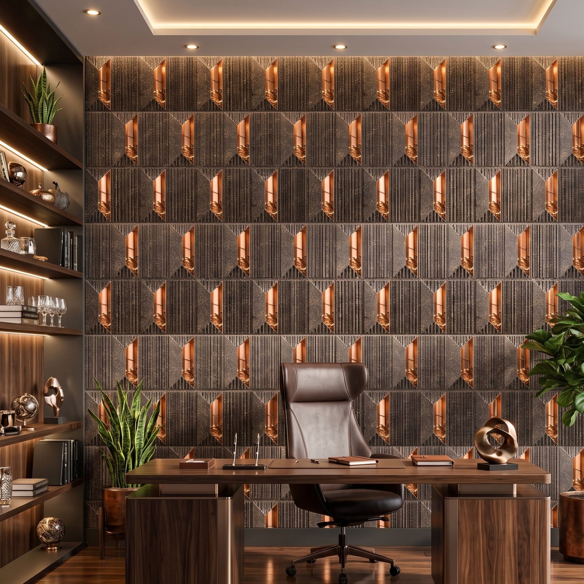 Magnum Brown Gold Artisan Design Acrylic 3D Wall Panel-1