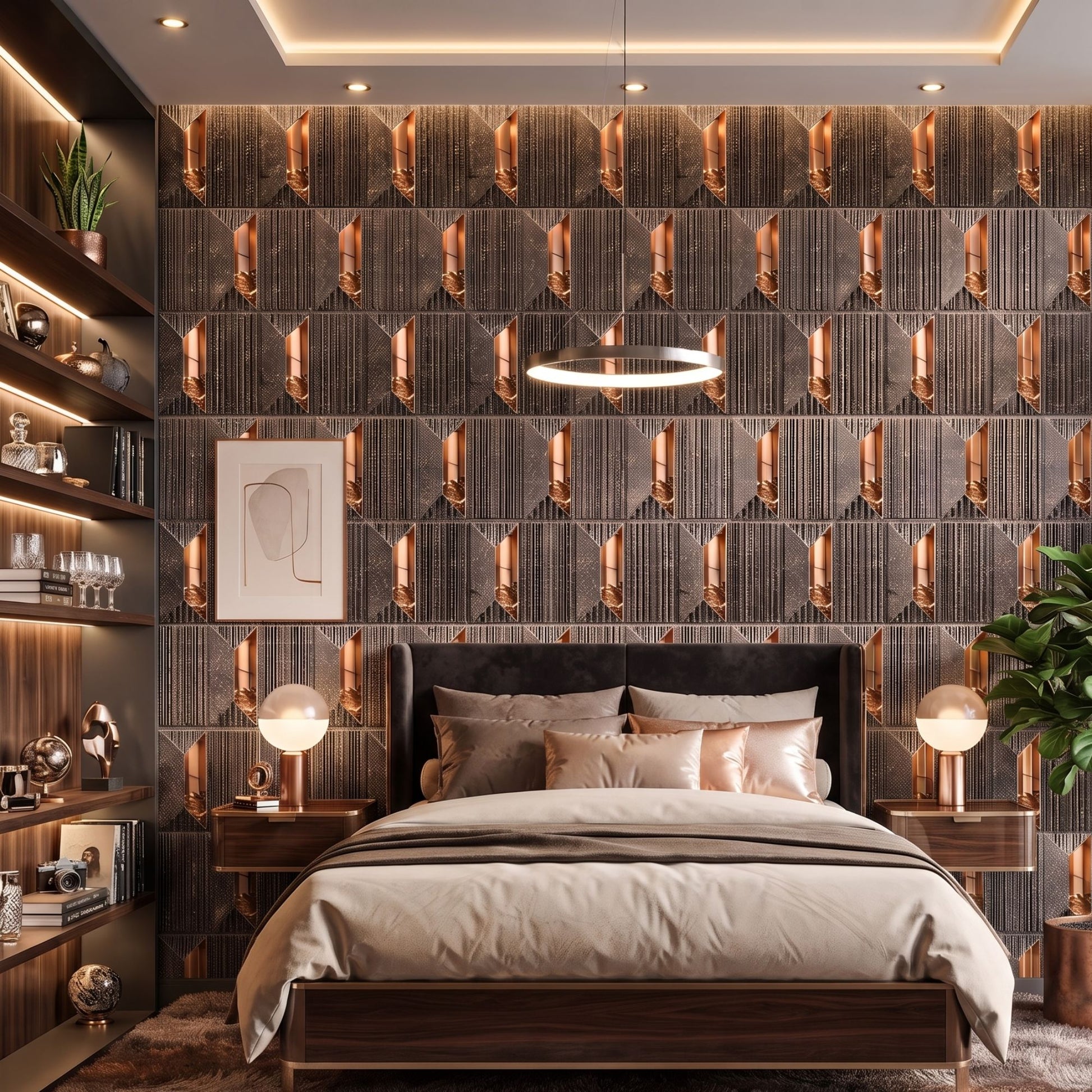 Magnum Brown Gold Artisan Design Acrylic 3D Wall Panel-2
