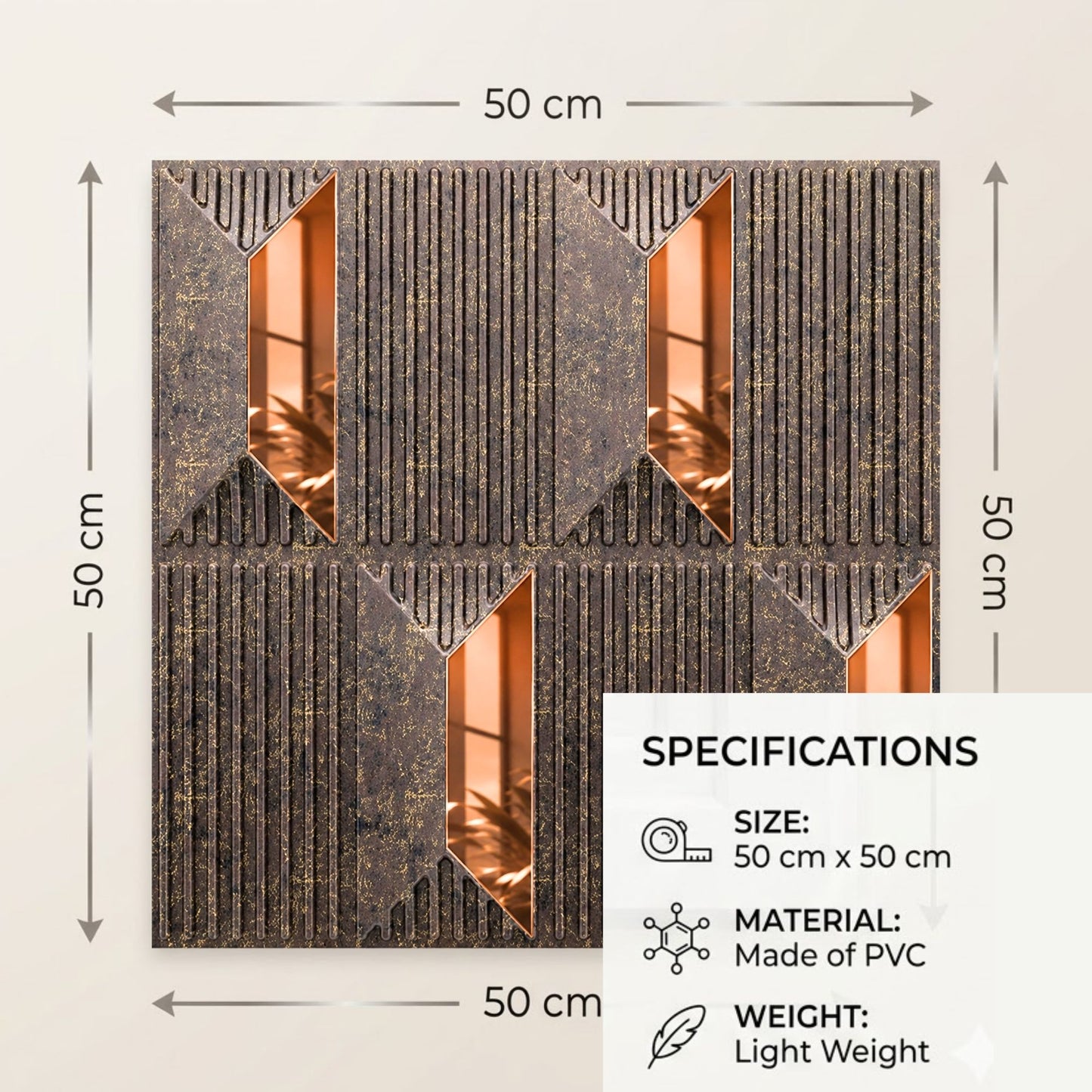 Magnum Brown Gold Artisan Design Acrylic 3D Wall Panel-4