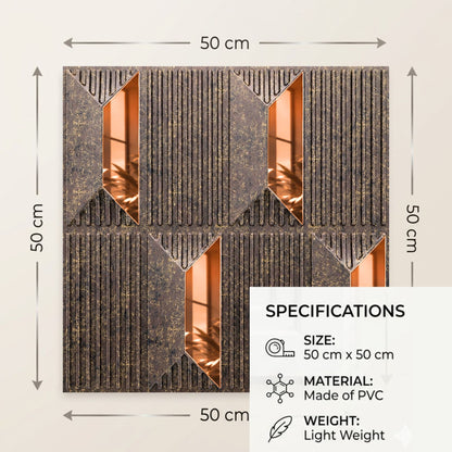 Magnum Brown Gold Artisan Design Acrylic 3D Wall Panel-4