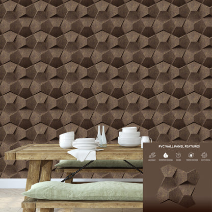 Magnum Brown 3D Wall Panels Hexa quarter Design