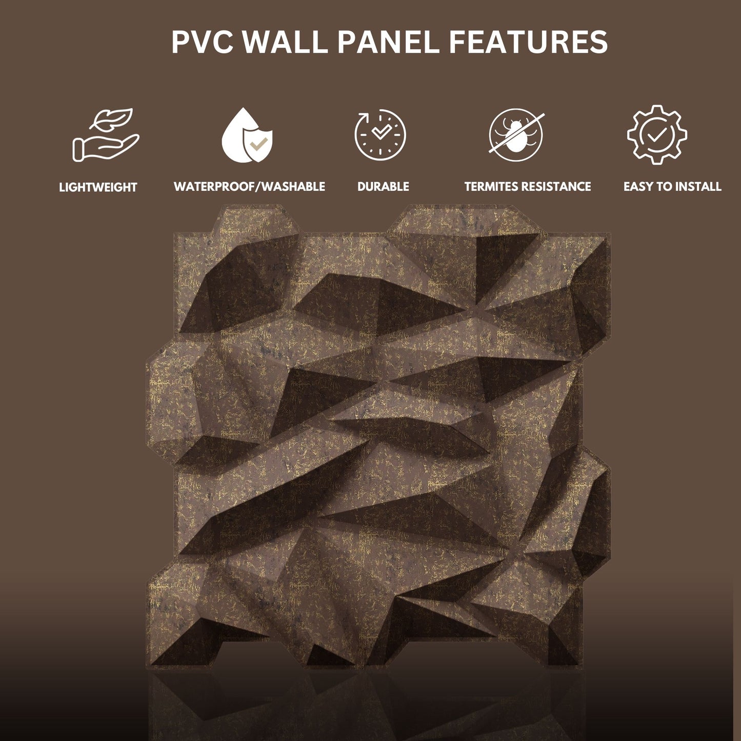 Magnum Brown Diamond Design 3D Wall Panel View-3