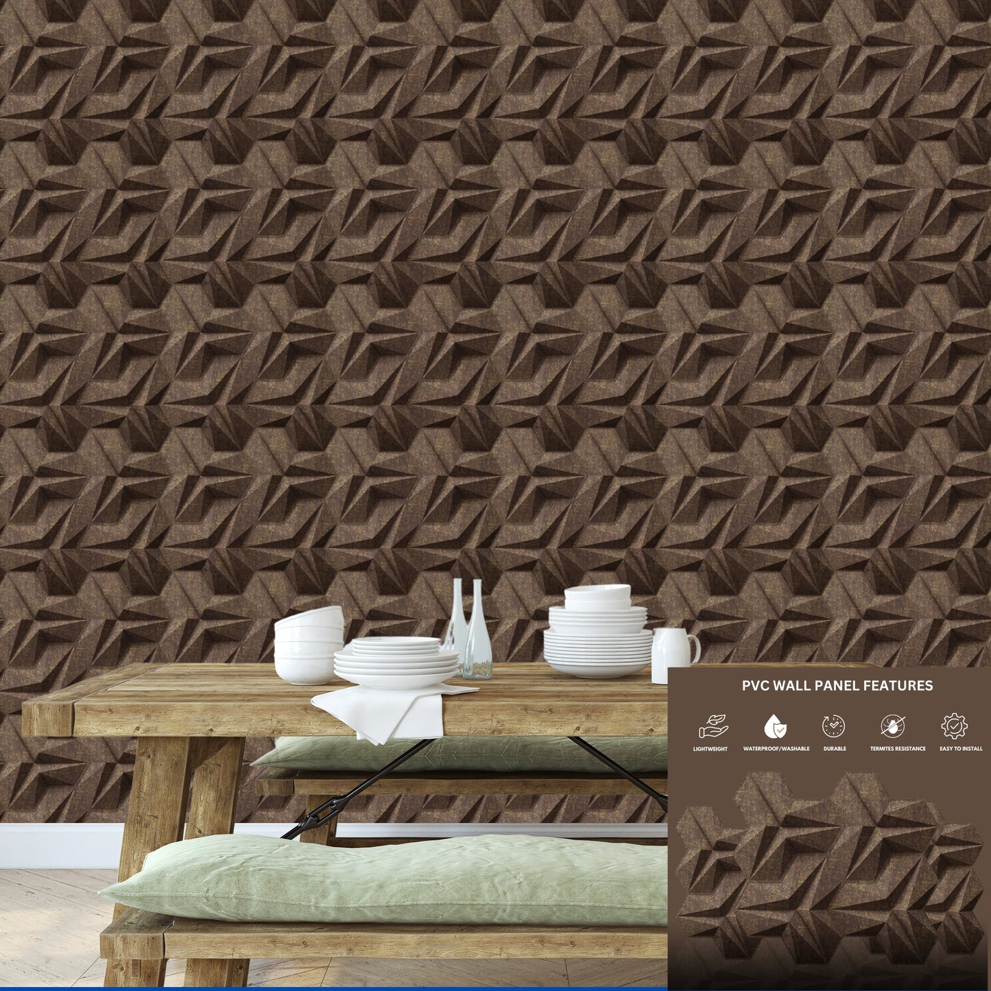3D Wall Panels - Hexagon Design 43X45 cm