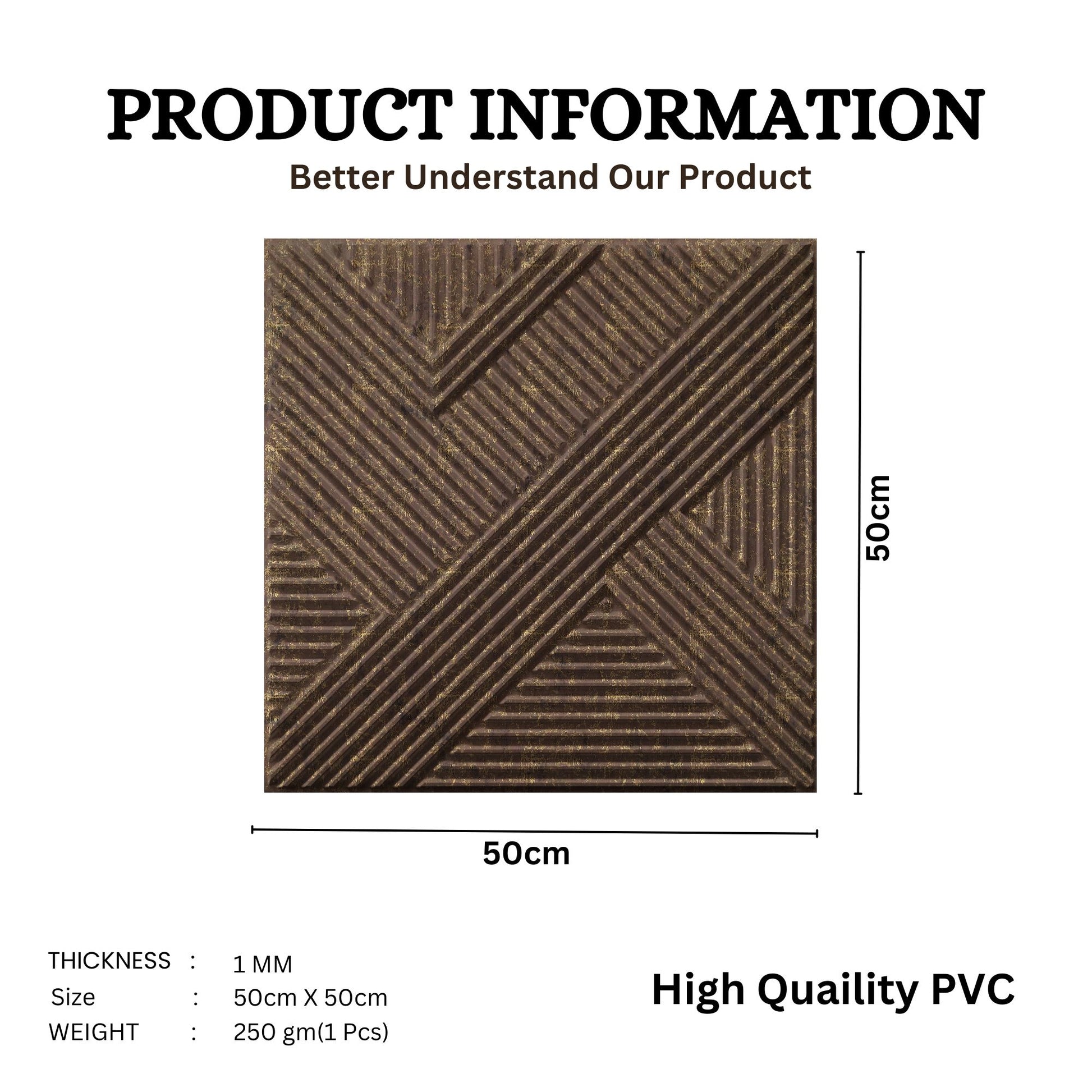 Magnum Brown Self Adhesive Panels Line Abstract Design